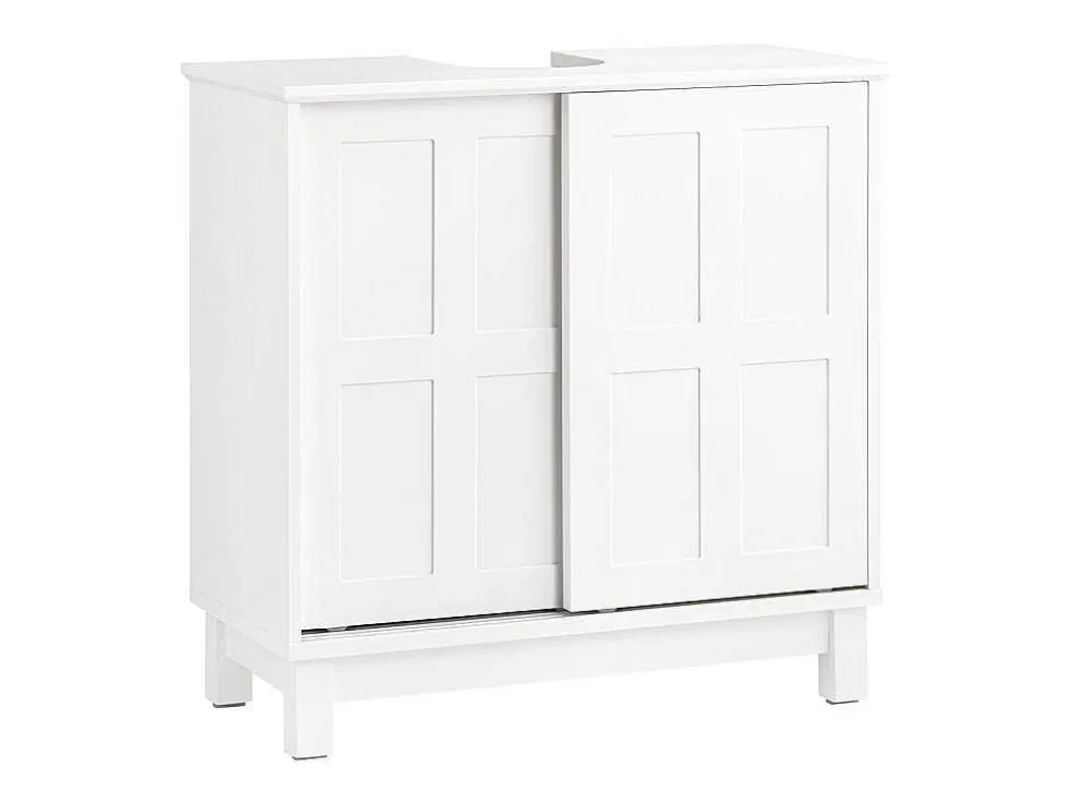 Fashion Wastafelmeubel Badkamermeubel Wastafelopbergkast Met 2 Schuifdeuren Wit Lph 60 X 30 X 61 Cm Bzr142-W Wastafelmeubel