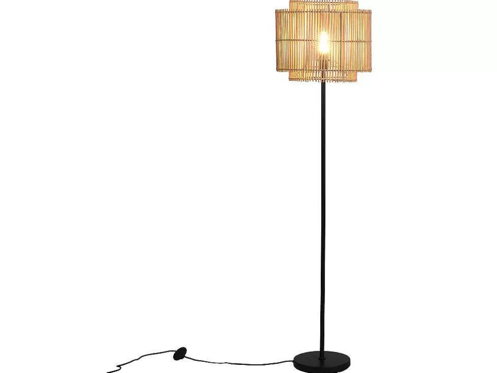 Store Staande Lamp Etnische Stijl Van Bamboe En Zwart Metaal - D 40 Cm X H 157,5 Cm - Parana Staande Lamp