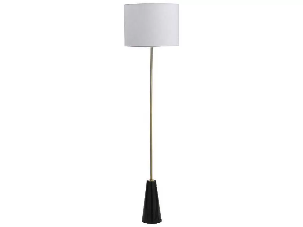 Store Staande Lamp In Vintage-Stijl - Marmeren Voet En Witte Stoffen Kap - D40 X H160 Cm - Merple Staande Lamp