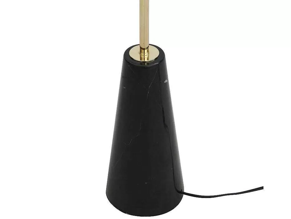 Store Staande Lamp In Vintage-Stijl - Marmeren Voet En Witte Stoffen Kap - D40 X H160 Cm - Merple Staande Lamp