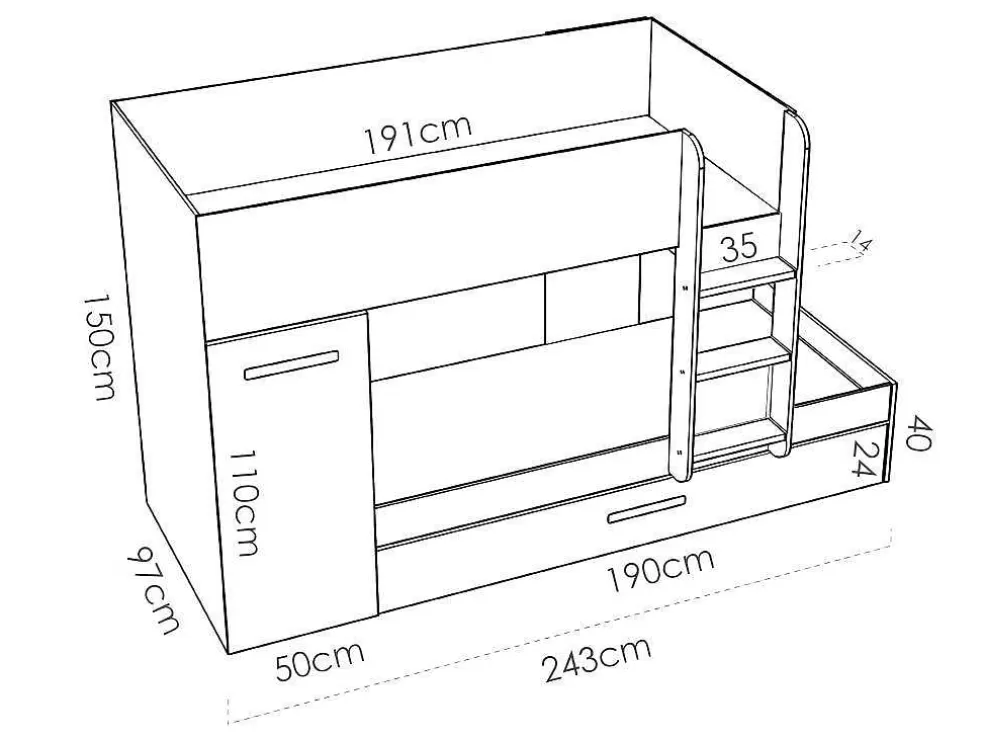 Shop Stapelbed Met Opbergruimtes 3 X 90 X 190 Cm - Wit, Naturel En Roze - Met Matras - Anthony Kinderbed Stapelbed