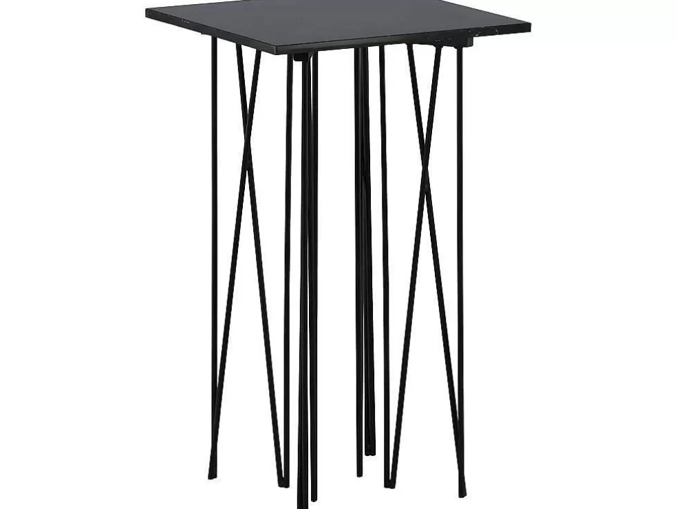 Flash Sale Stone Bijzettafel 40X40 Cm Glas Zwart Marmor Decor. Bijzettafel