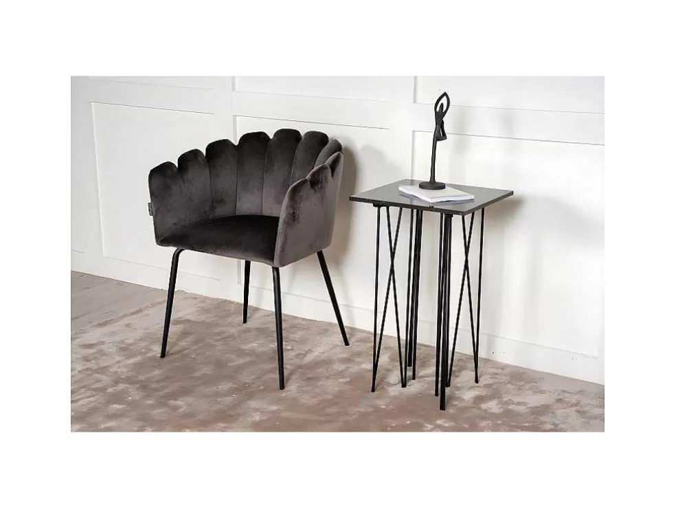 Flash Sale Stone Bijzettafel 40X40 Cm Glas Zwart Marmor Decor. Bijzettafel