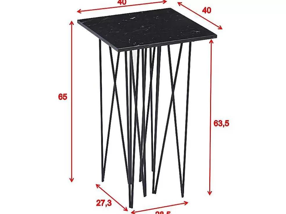 Flash Sale Stone Bijzettafel 40X40 Cm Glas Zwart Marmor Decor. Bijzettafel