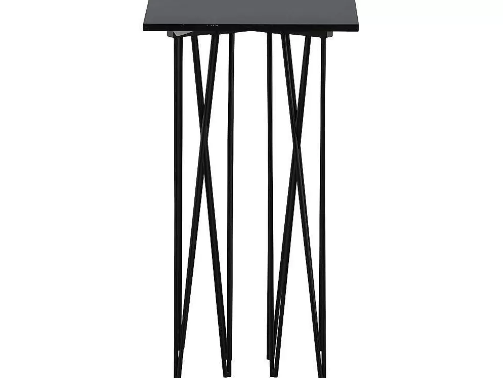 Flash Sale Stone Bijzettafel 40X40 Cm Glas Zwart Marmor Decor. Bijzettafel