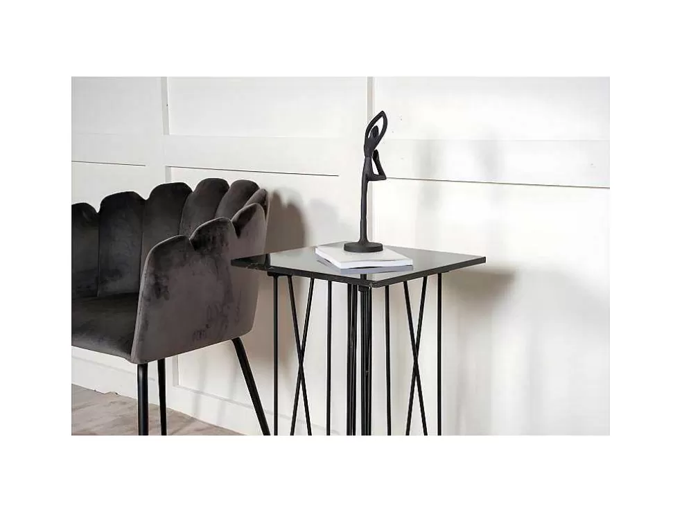 Flash Sale Stone Bijzettafel 40X40 Cm Glas Zwart Marmor Decor. Bijzettafel