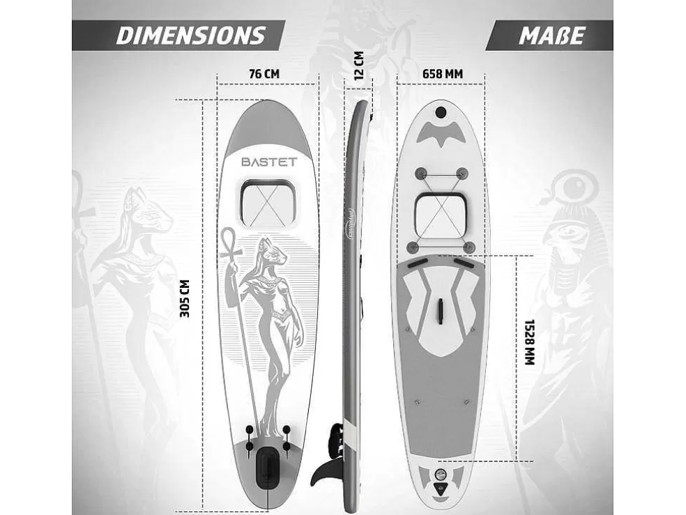 Fashion Sup Board Anubis 305 Cm - Zilver - Incl. Accessoires Watersport