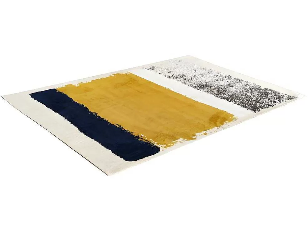 Online Tapijt Camden - Polyester - 120 X 170 Cm - Mosterdkleur, Marineblauw, Grijs Klein Tapijt