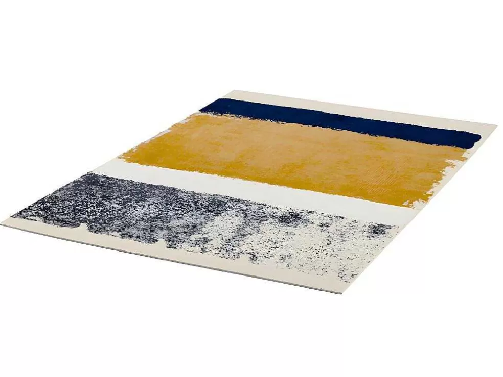 Online Tapijt Camden - Polyester - 120 X 170 Cm - Mosterdkleur, Marineblauw, Grijs Klein Tapijt