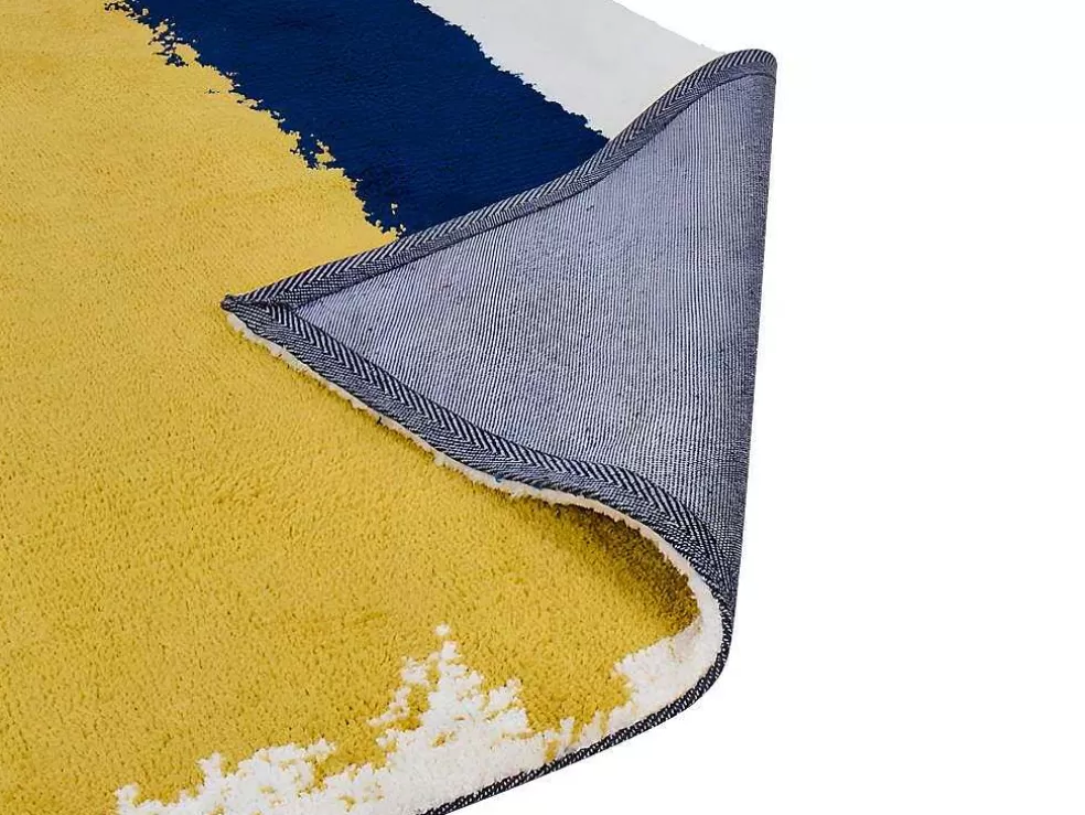 Online Tapijt Camden - Polyester - 120 X 170 Cm - Mosterdkleur, Marineblauw, Grijs Klein Tapijt