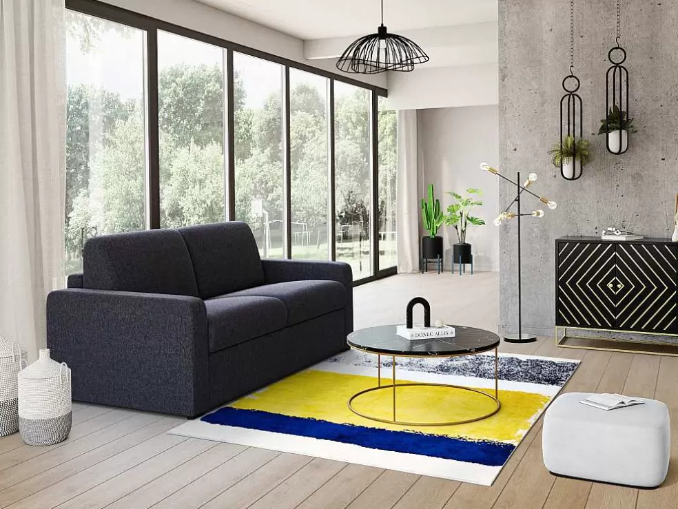 Online Tapijt Camden - Polyester - 120 X 170 Cm - Mosterdkleur, Marineblauw, Grijs Klein Tapijt
