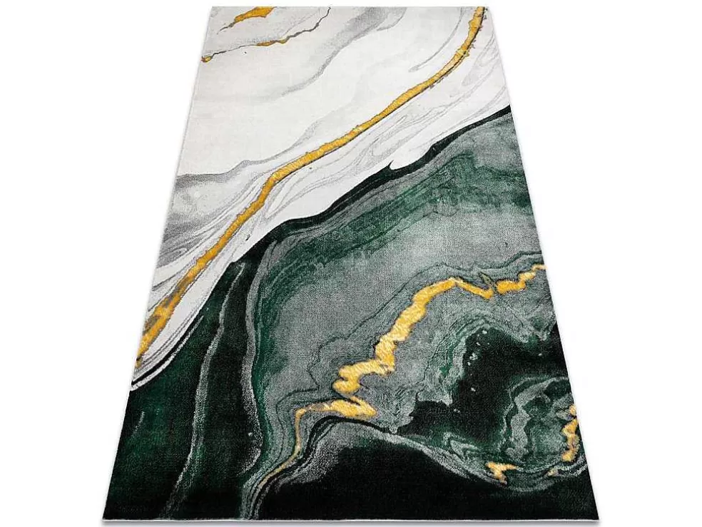 Hot Tapijt Emerald Exclusief 1017 Glamour, Stijlvol Marmer Fles Groen / Go 140X190 Cm Klein Tapijt