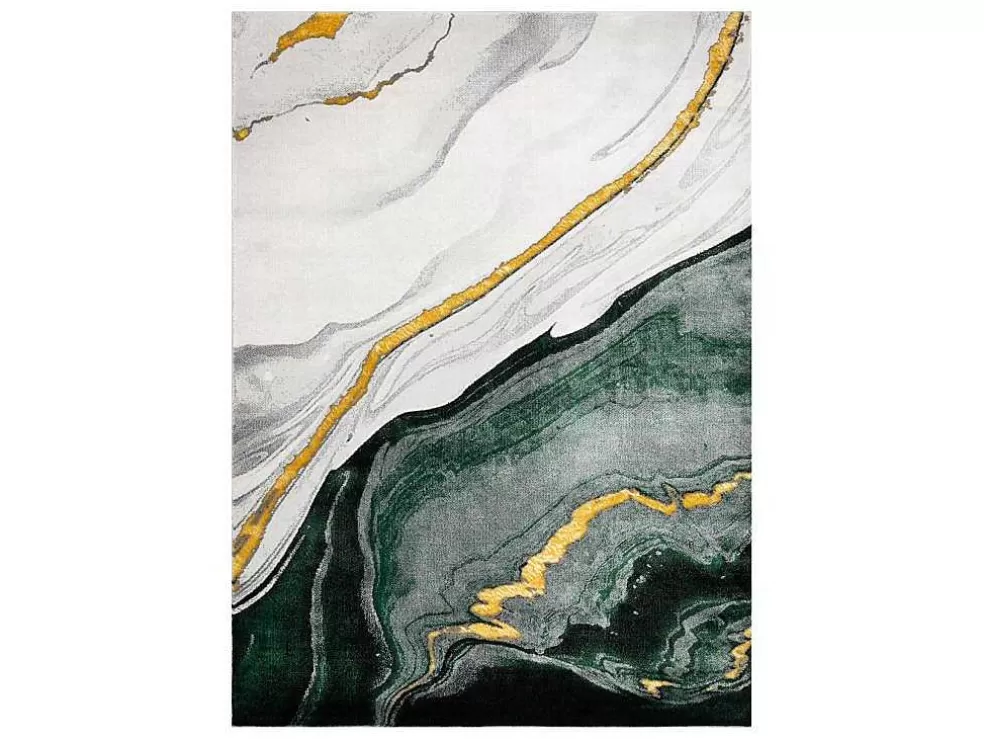 Hot Tapijt Emerald Exclusief 1017 Glamour, Stijlvol Marmer Fles Groen / Go 140X190 Cm Klein Tapijt