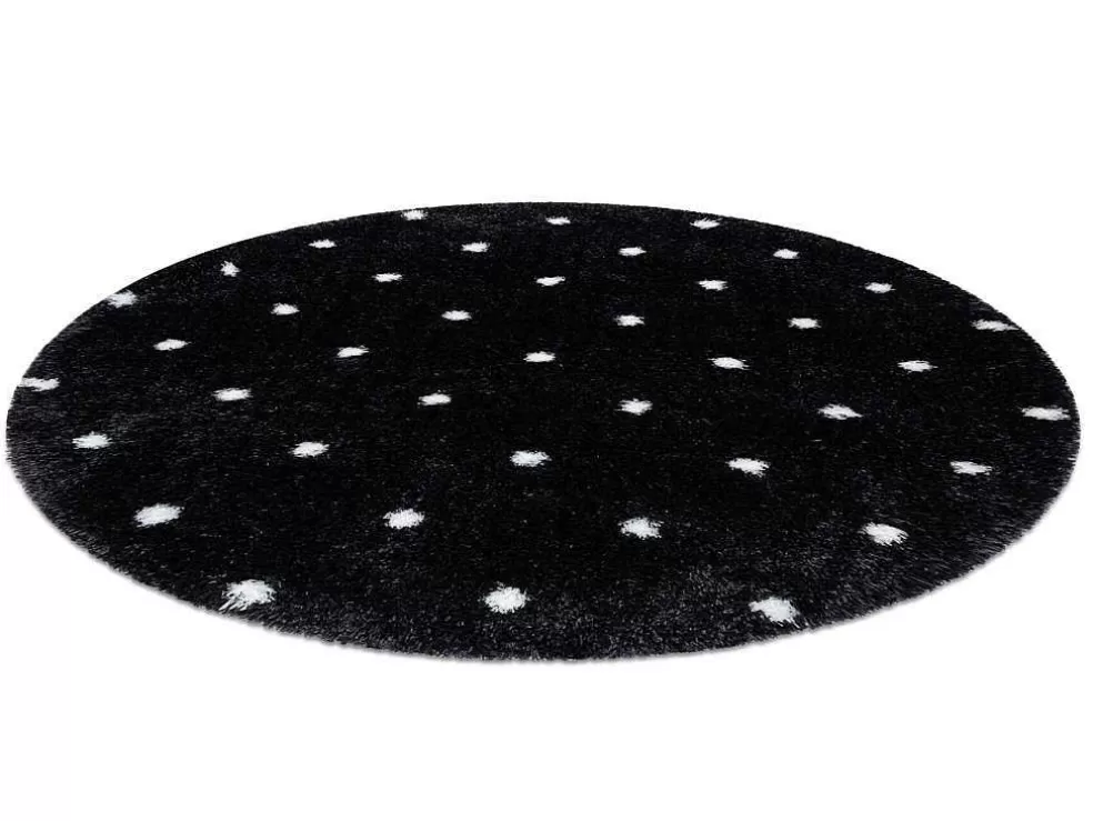 Best Sale Tapijt Fluffy 2370 Cirkel, Shaggy Stippen Antraciet / Wit Cercle 160 Cm Tapijt Rond