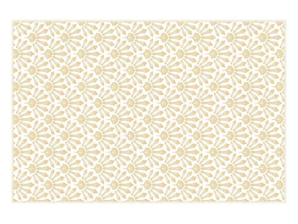 Shop Tapijt Van Vinyl Met Art-Decostijl - 120 X 180 Cm - Beige En Wit - Duchessy Tapijt Van Vinyl