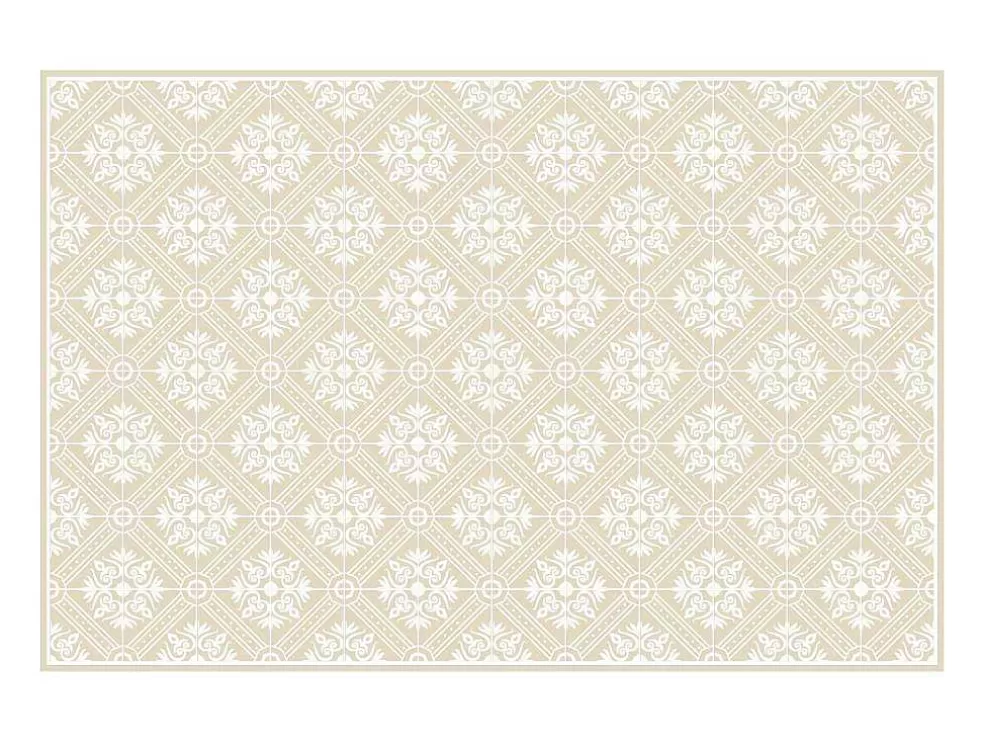 Best Tapijt Van Vinyl Met Cementtegeleffect - 120 X 180 Cm - Beige En Wit - Majesti Tapijt Van Vinyl
