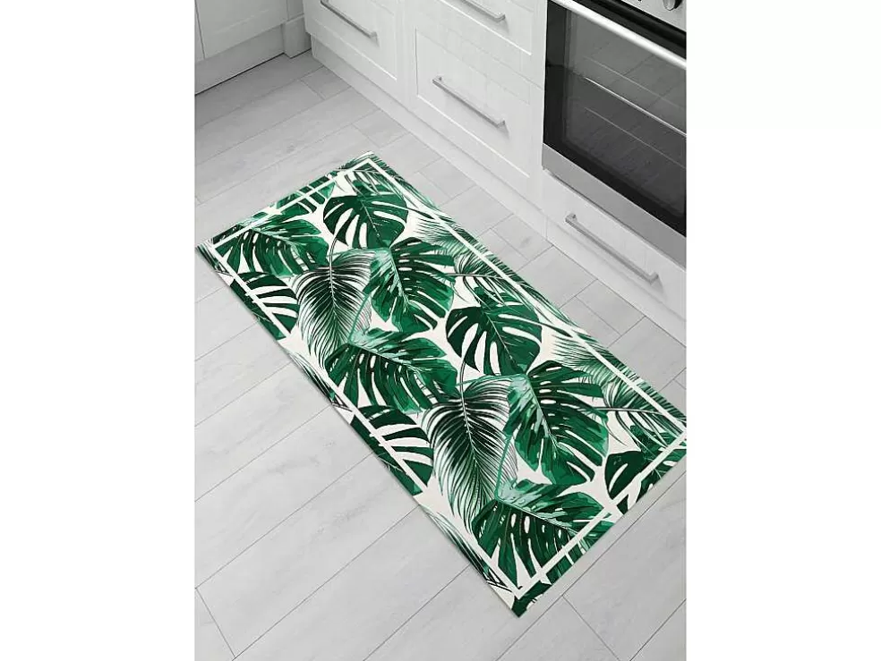 Best Sale Tapijt Van Vinyl Met Etnische Stijl Sierrana - 66 X 160 Cm - Groen En Wit Gangtapijt