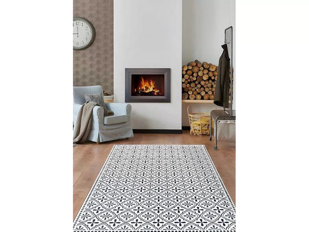 Cheap Tapijt Van Vinyl Met Vloertegelmotief Terquise - 120 X 180 Cm - Blauw En Wit Tapijt Van Vinyl