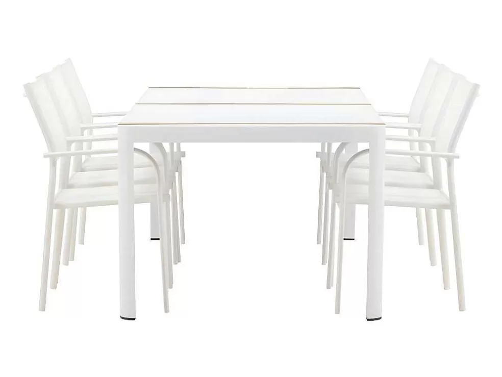 Cheap Togo Tuinmeubelset Tafel 100X200Cm Wit, 6 Stoelen Santorini Wit. Loungeset