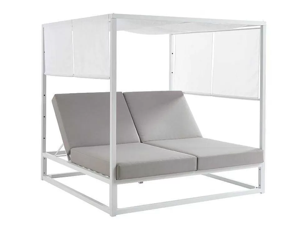 Cheap Tuinbed Met Baldakijn Van Aluminium - Wit En Grijs - Livadis Van Ligstoel