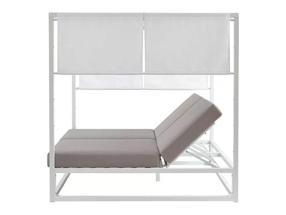 Cheap Tuinbed Met Baldakijn Van Aluminium - Wit En Grijs - Livadis Van Ligstoel