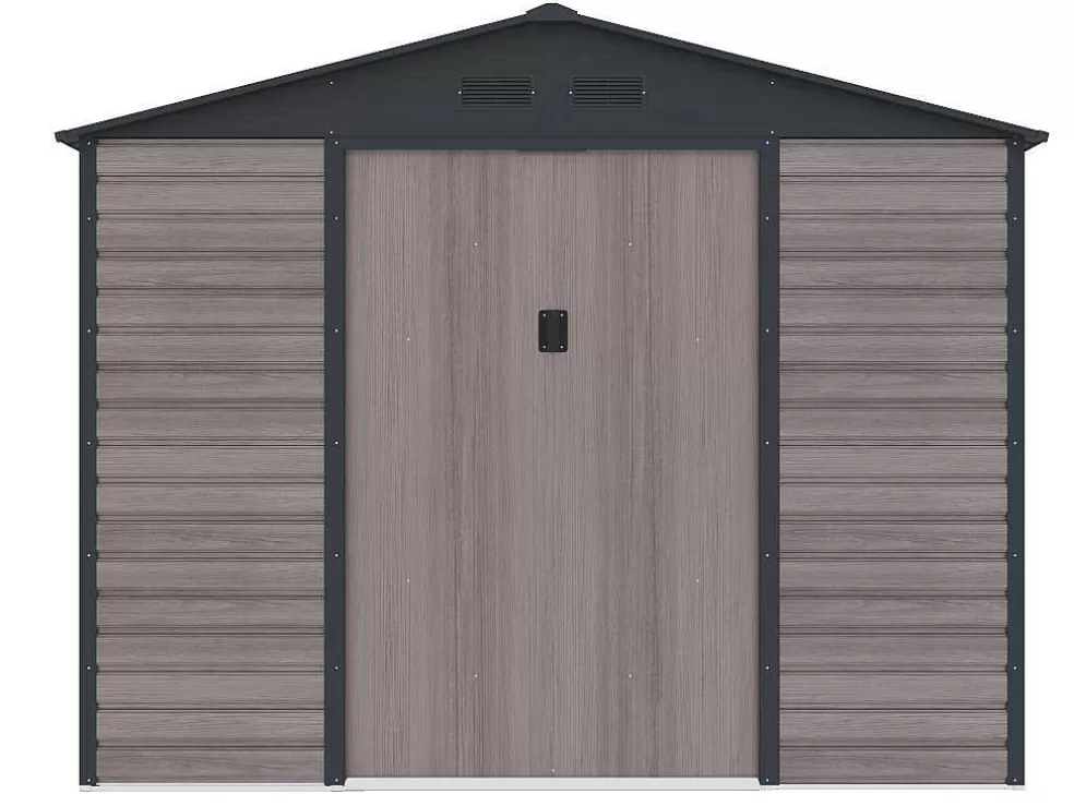 Clearance Tuinhuisje Van Gegalvaniseerd Staal Met Houteffect Adelmo - Grijs - 8,94 M Tuinhuis