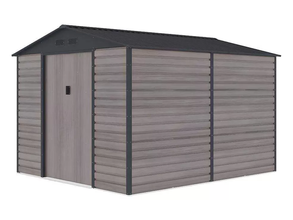 Clearance Tuinhuisje Van Gegalvaniseerd Staal Met Houteffect Adelmo - Grijs - 8,94 M Tuinhuis