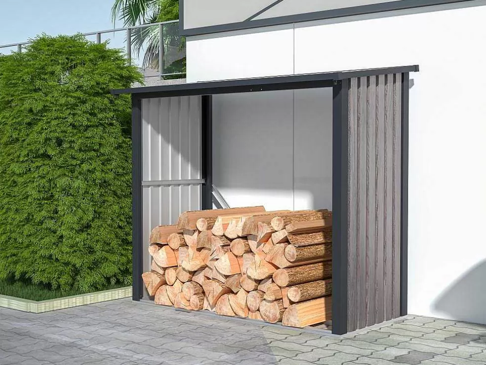 Best Sale Tuinhuisje Van Verzinkt Staal Met Houteffect 1,98 M3 - 2 Kub - B182 X D89 X H156 Cm - Birwood Tuinhuis