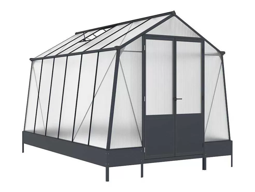 Flash Sale Tuinkas Van Polycarbonaat 9,1 M Met Grondplaat- Antraciet - Asarina Tuinkas