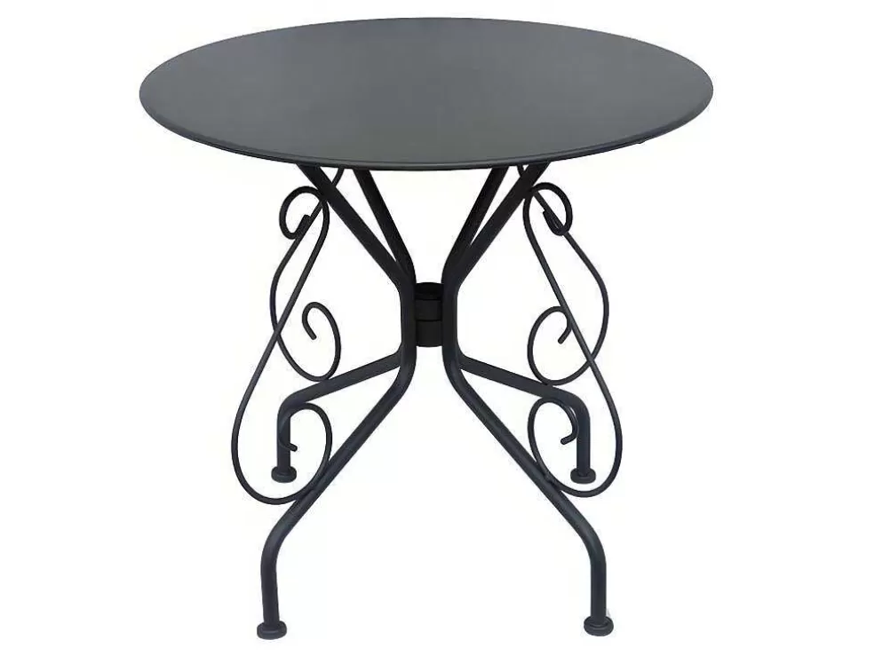 Cheap Tuinset Met Tafel En 4 Stoelen Van Metaal Met Smeedijzer Aspect - Antraciet - Guermantes Tuinset