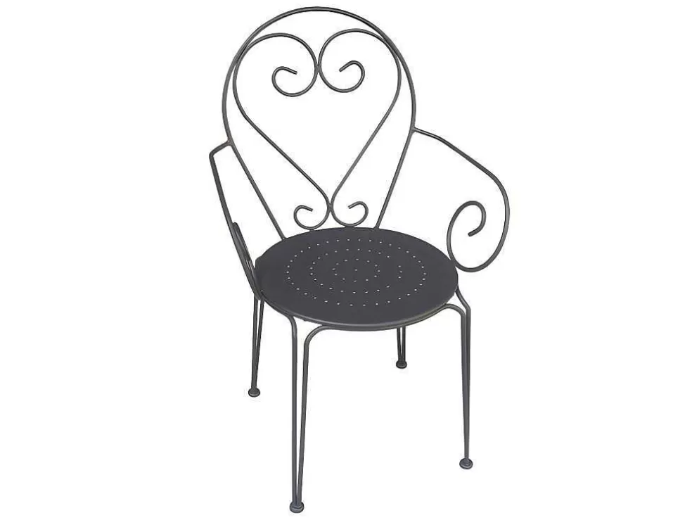 Cheap Tuinset Met Tafel En 4 Stoelen Van Metaal Met Smeedijzer Aspect - Antraciet - Guermantes Tuinset