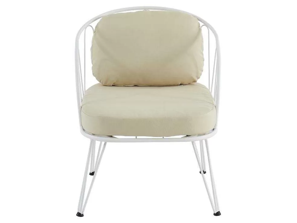 Cheap Tuinzithoek Van Metaal: 1 Tweezitsbank, 2 Fauteuils En 1 Salontafel - Wit - Arlesan Loungeset