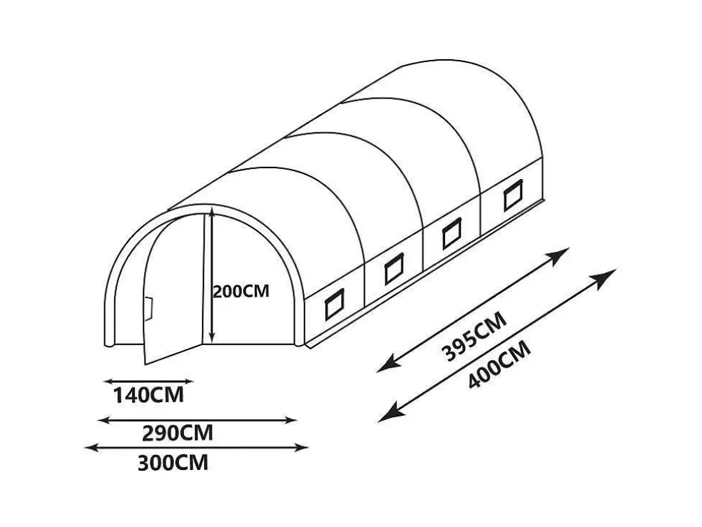 Shop Tunnelkas Met Structuur Van Staal En Deur 12 M - L300 X B400 X H200 Cm - Alocasia Tuinkas