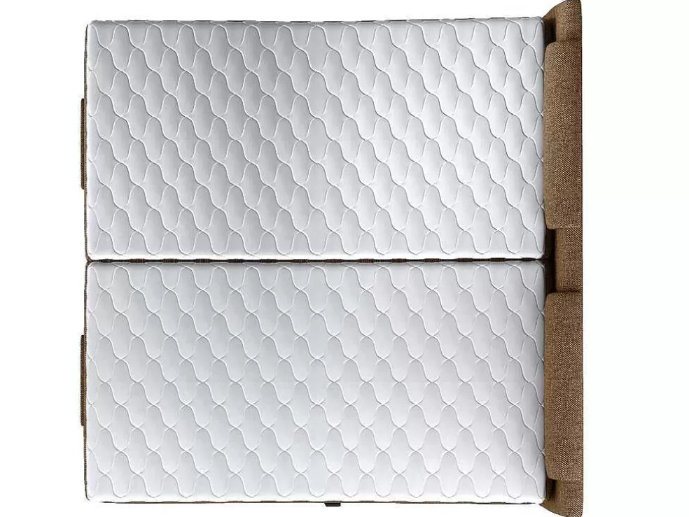Clearance Tweepersoons Boxspring Met Elektrische Bedbodem + Matras En Dekmatras Castel - 2X80X200Cm - Beige Stof Elektrisch Relaxatiebed