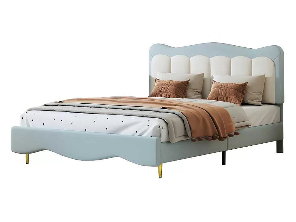Cheap Tweepersoons Kinderbed 140X200Cm In Kunstleer - Met Lattenbodem - Amandelgroen (Matras Niet Inbegrepen) Kinderbed