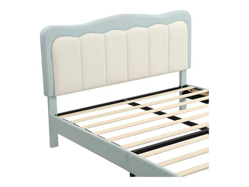 Cheap Tweepersoons Kinderbed 140X200Cm In Kunstleer - Met Lattenbodem - Amandelgroen (Matras Niet Inbegrepen) Kinderbed
