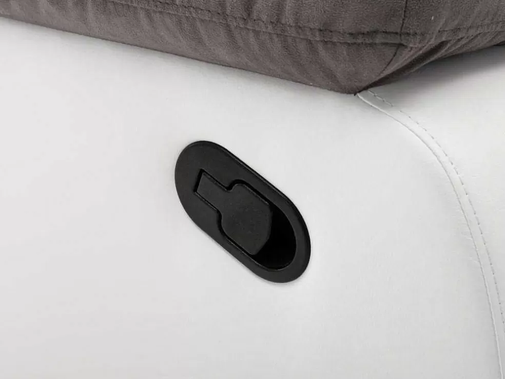 Clearance Tweezits Relaxbank Van Microvezel En Kunstleer Tolzano - Grijs En Wit Relaxbanken Met Manuele Relaxfunctie