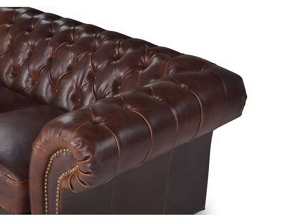 Outlet Tweezitsbank Chesterfield Clotaire Van 100% Leer Met Lived-In Aspect Chesterfield Zitbank