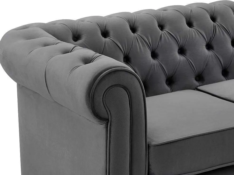 Fashion Tweezitsbank Van Antracietkleurig Velours Chesterfield Tweezitsbank