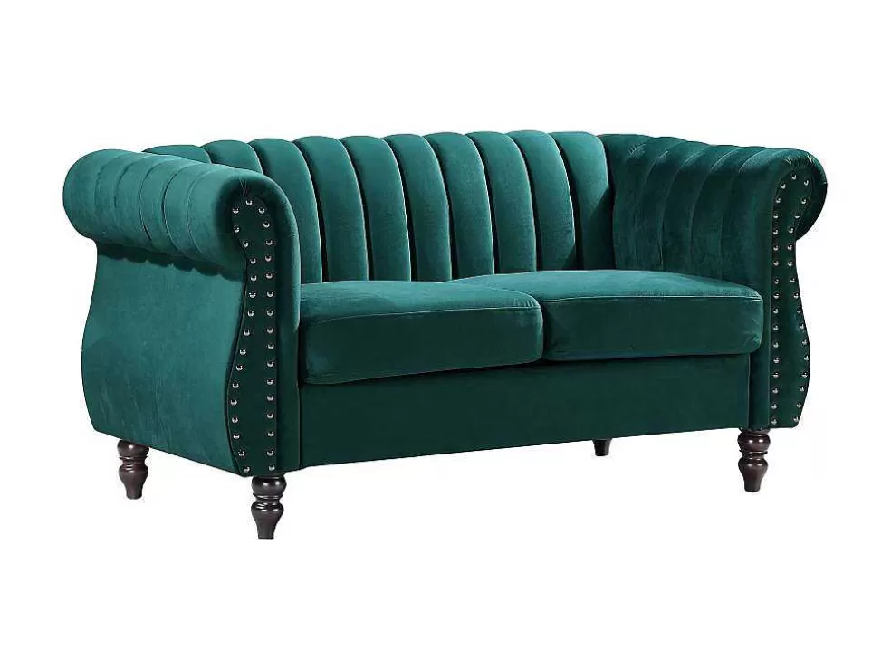 Cheap Tweezits-Chesterfield-Bank Van Smaragdgroen Velours Trumbo Tweezitsbank