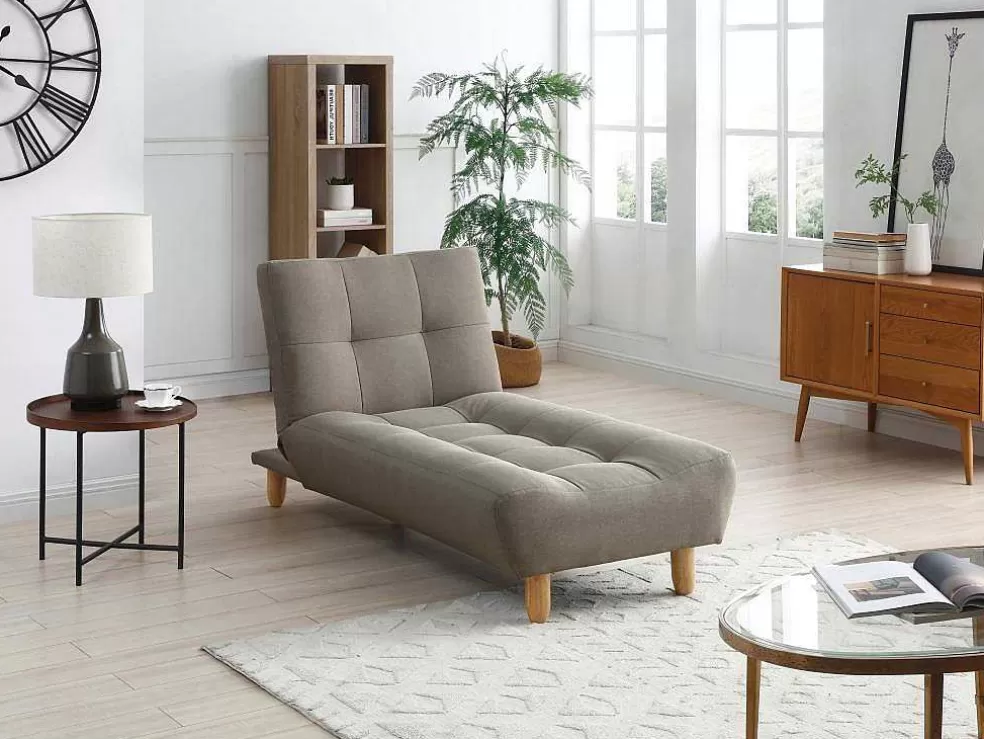 Shop Uitklapbare Chaise Longue Van Taupegrijze Stof Esteban Chaise Longue