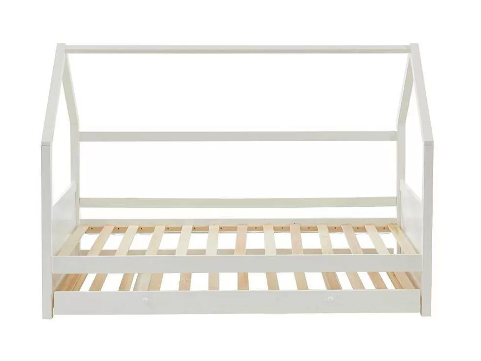 Best Sale Uitschuifbed 2 X 90 X 190 Cm - Grenen - Wit + Matras - Hurra Bed Met Slaaplade