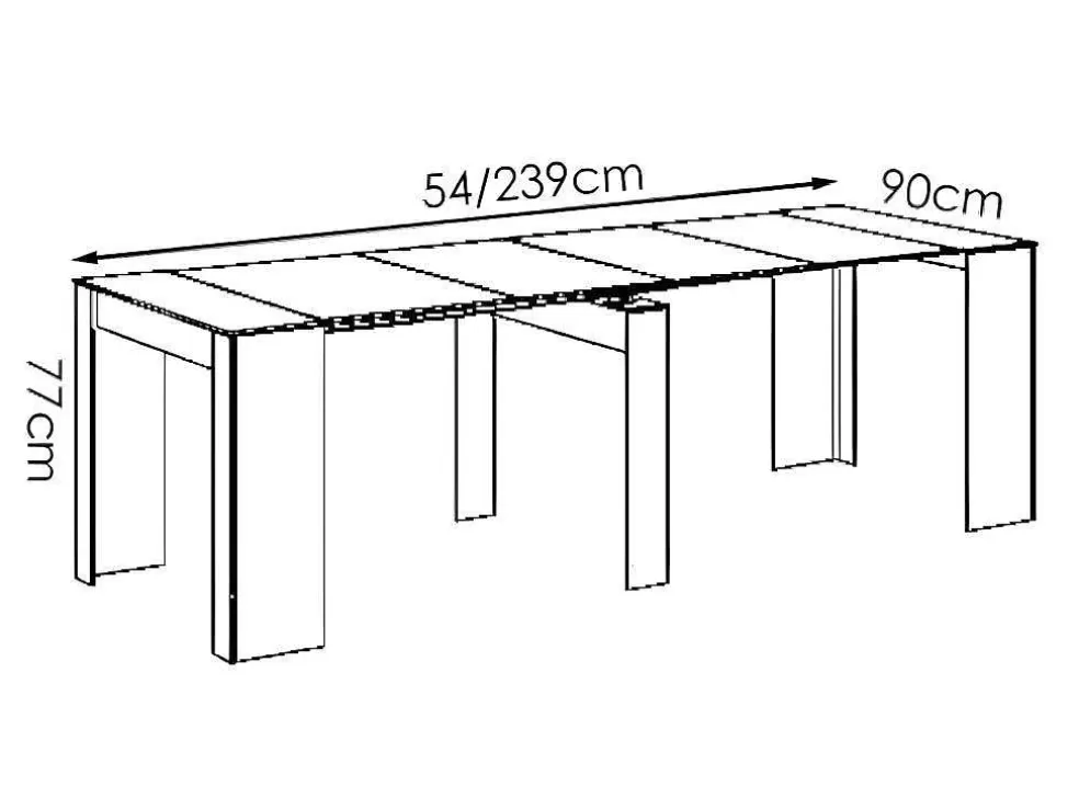 Cheap Uittrekbare Sidetabletafel Onega - 10 Personen - 4 Verlengstukken - Kleur: Eiken Sidetable