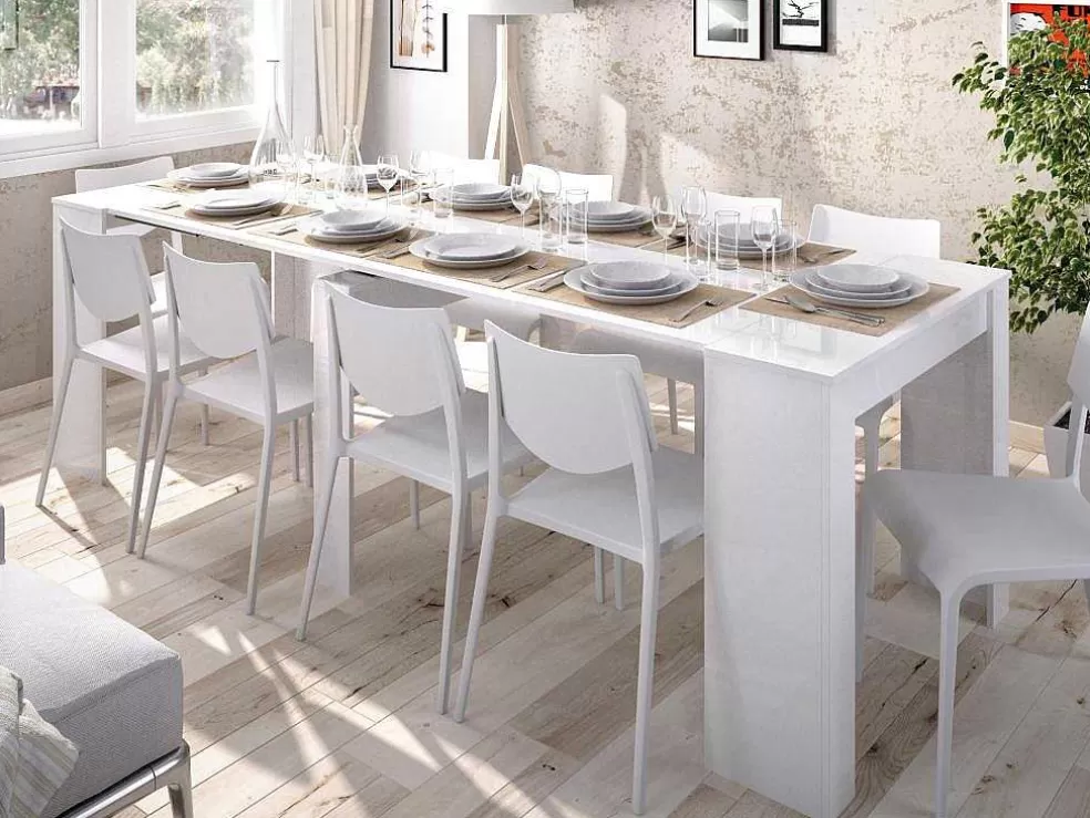 Cheap Uittrekbare Sidetabletafel Onega - 10 Personen - 4 Verlengstukken - Kleur: Wit Eettafel