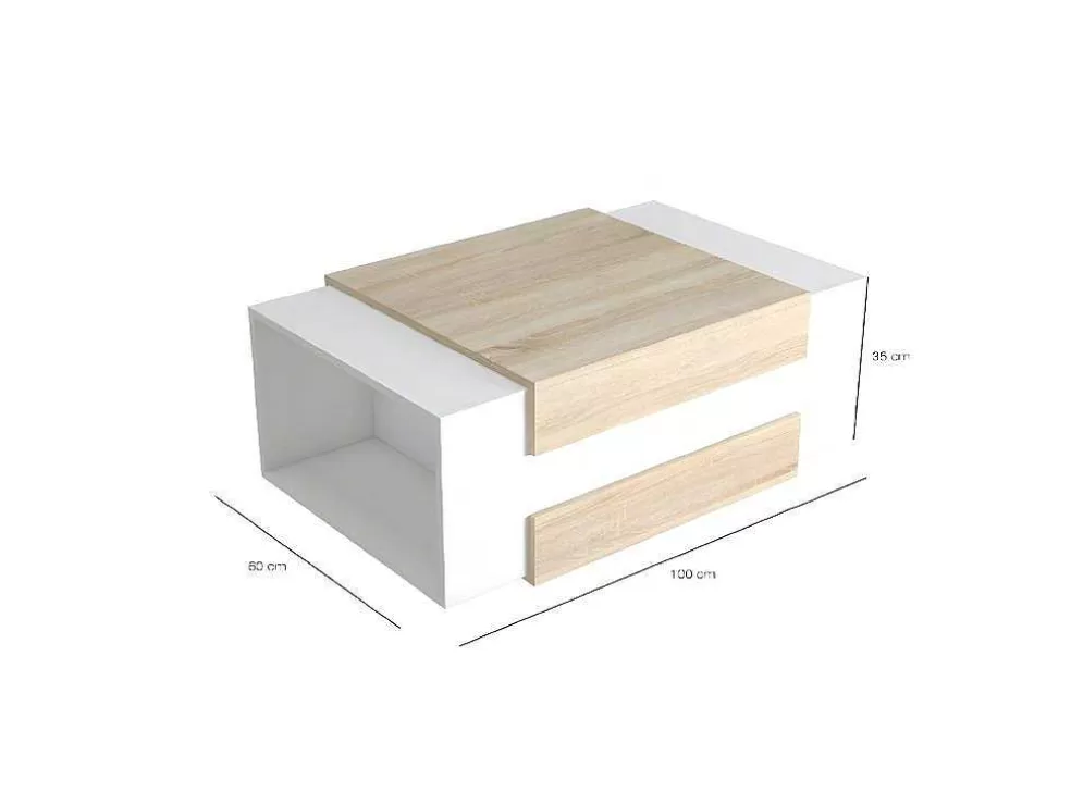 Shop Ulrica Koffietafel, Wit, Sonoma, 100X60X35 Cm, Salontafel