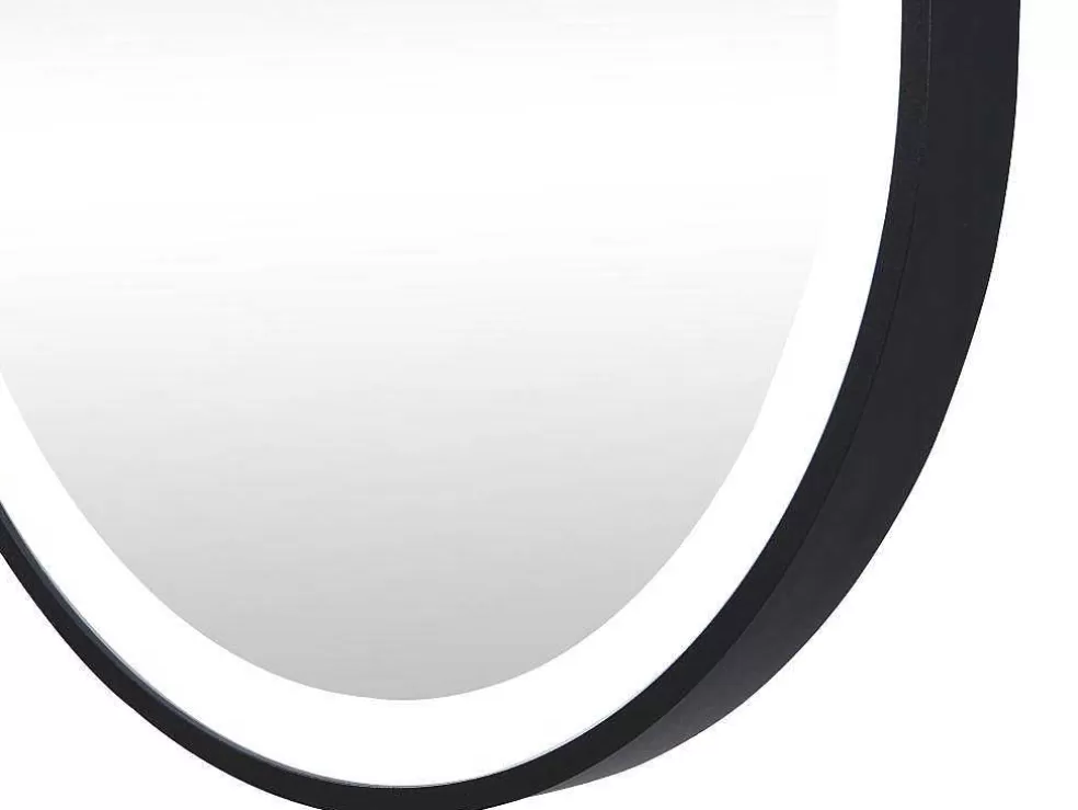 Cheap Verlichte Ovale Badkamerspiegel Met Antibewaseming En Zwart Kader - 50 X 80 Cm Alarico Accessoires & Spiegels