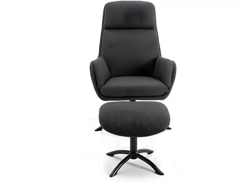 Best Sale Verstelbare Fauteuil Van Linnen Met Voetensteun Arbori - Donkergrijs Relaxfauteuil