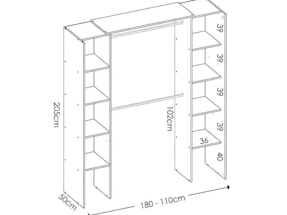 Cheap Verstelbare Kledingkast Dorian - L164/234 Cm - Wit En Grijs Kledingkast