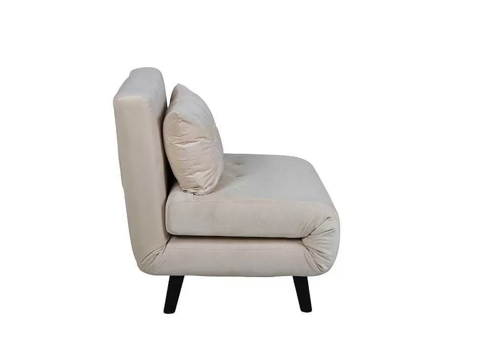 Hot Vicky Slaapbank ,Fauteuil Velours Beige. Uitklapbare Fauteuil