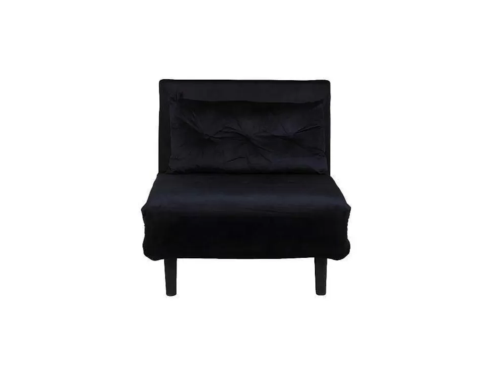 Hot Vicky Slaapbank ,Fauteuil Velours Zwart. Uitklapbare Fauteuil